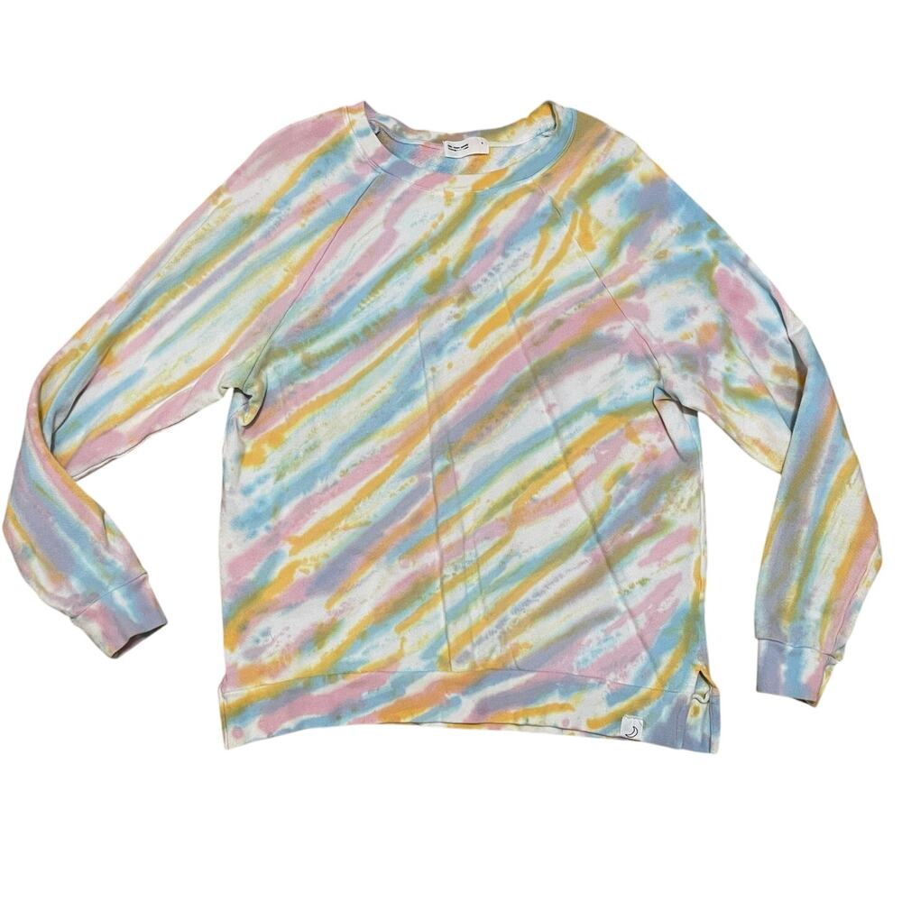 Little Moon Society Womens Small Organic Cotton Tie Dye Sweatshirt Pastel Raglan